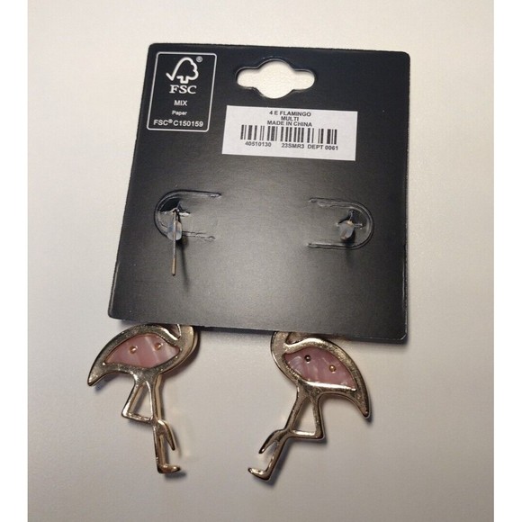 Flamingo Statement Hook Drop Earrings Summer Pink Florida Vacation Beach Sun - Picture 5 of 5